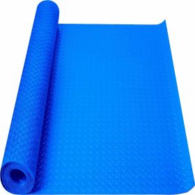 Garage Floor Mat Rolls Diamond Plate PVC Vinyl Non-Slip Garage Flooring Roll (Color: Blue, size: 4ft*6ft)