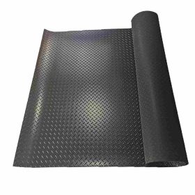 Garage Floor Mat Rolls Diamond Plate PVC Vinyl Non-Slip Garage Flooring Roll (Color: Black, size: 5ft*7.5ft)