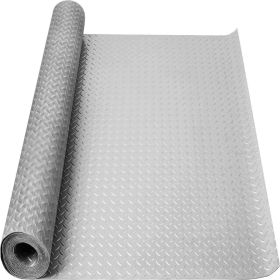 Garage Floor Mat Rolls Diamond Plate PVC Vinyl Non-Slip Garage Flooring Roll (Color: GRAY, size: 5ft*12ft)