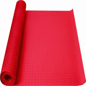 Garage Floor Mat Rolls Diamond Plate PVC Vinyl Non-Slip Garage Flooring Roll (Color: Red, size: 5ft*17ft)