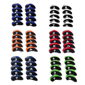 10pcs Neoprene Golf Club Iron Head Cover For Titleist Callaway Ping Taylormade (Color: Dark blue)