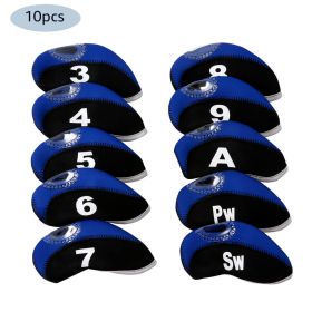 10pcs Neoprene Golf Club Iron Head Cover For Titleist Callaway Ping Taylormade (Color: Royal Blue)