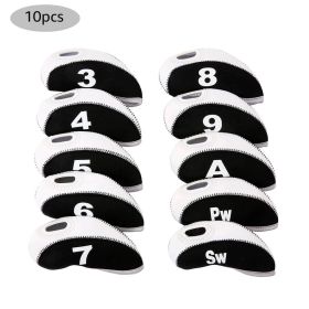 10pcs Neoprene Golf Club Iron Head Cover For Titleist Callaway Ping Taylormade (Color: White)